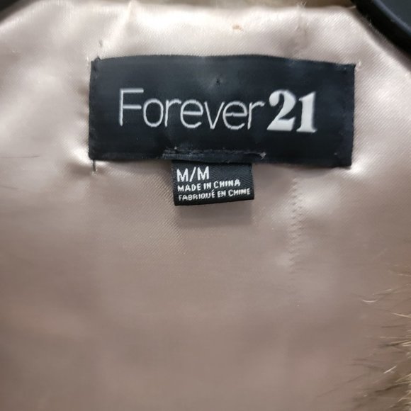 Womens Forever 21 Boutique Faux Fur Beige Brown Black Vest Jacket Cover Up M - Picture 4 of 11